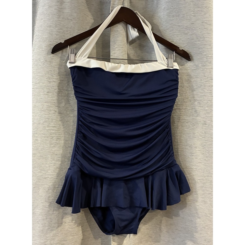 Lauren Ralph Lauren Women's Skirted Bandeau One Piece Swimsuit‎ Size 10